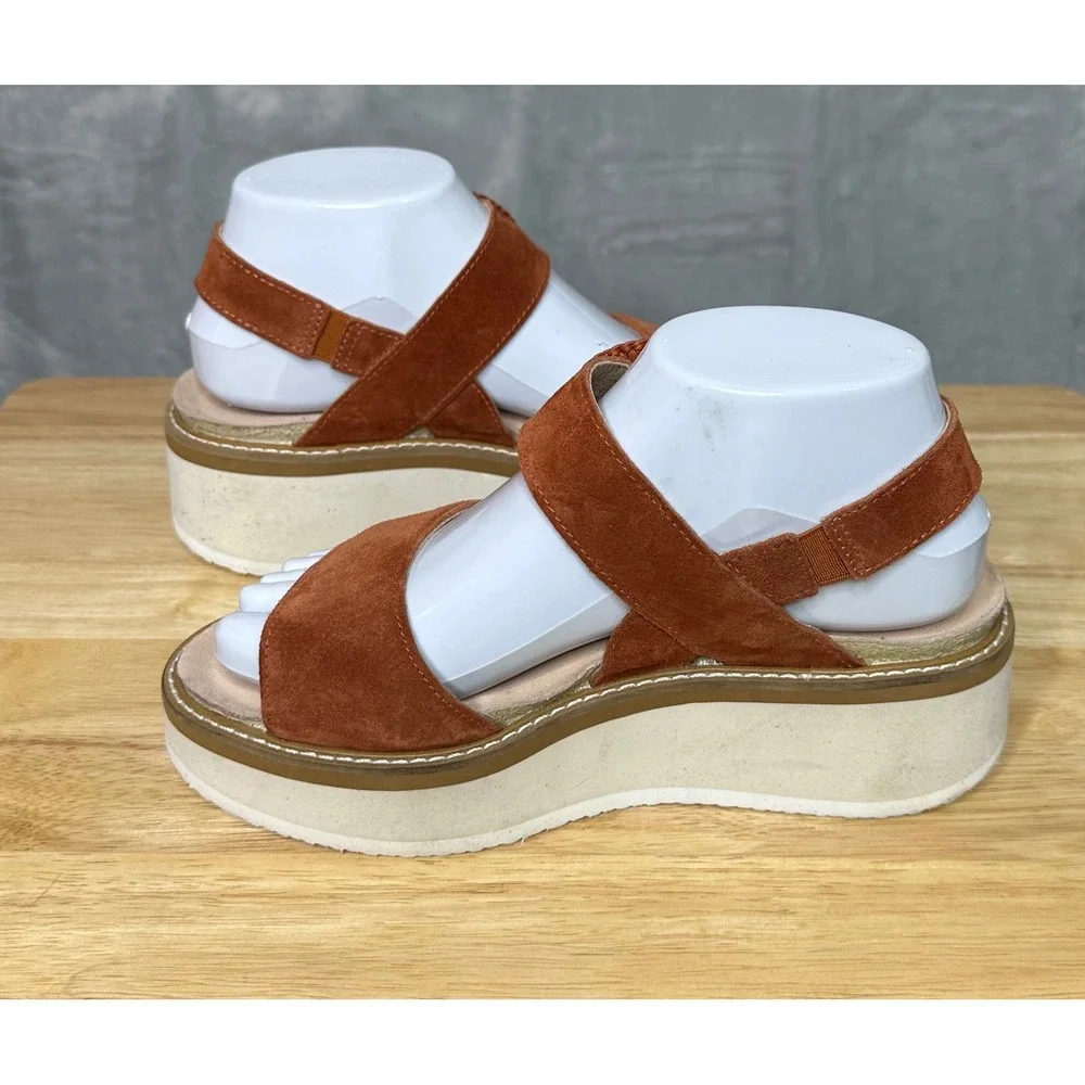 Naot Womens Crepe Sandals US‎ 6 Suede Buckle Comfort Platform Spice Brown